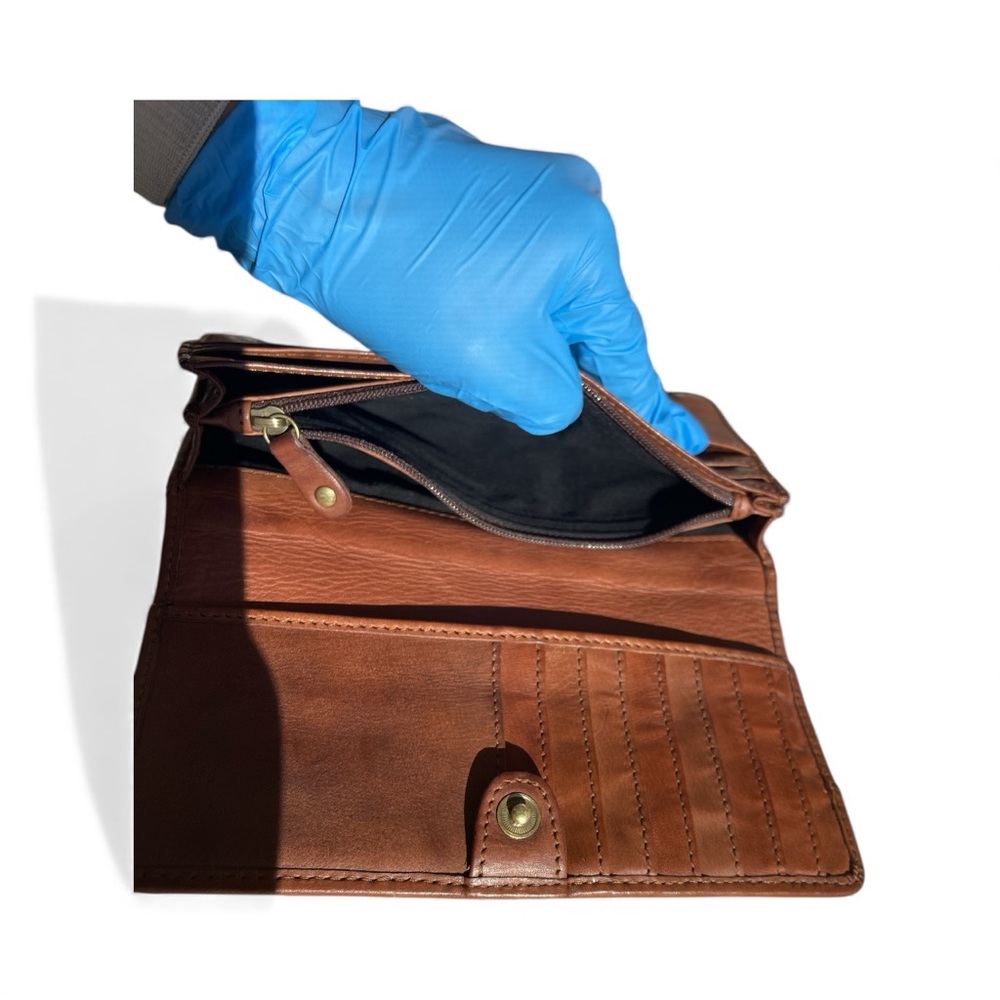 Brown Leather Clutch Wallet with Anchor Detail - Picture 9 of 14